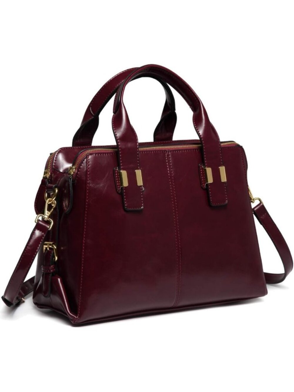 Stylish Faux Patent Leather Satchel Bag for Women - Versatile Work Tote with